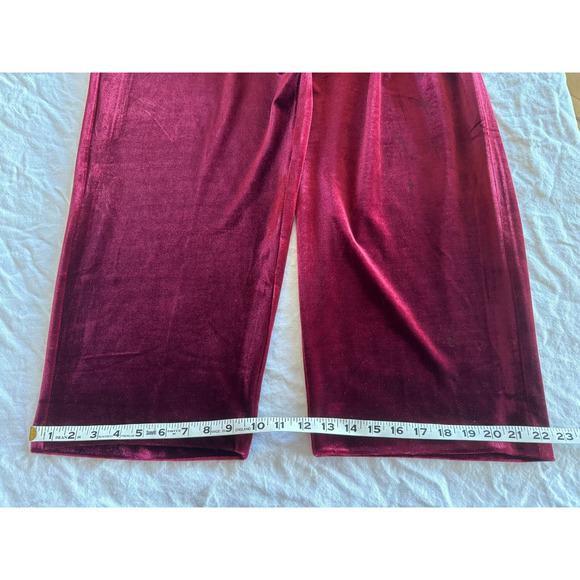 Bob Mackie 2 PC Burgundy Velvet Art Jacket Pants Embroidered Floral Mosaic Sz 1X - Picture 8 of 12
